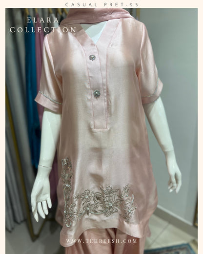 CP30-25 ROSE BLUSH-TISSUE SILK SHIRT WITH PANTS