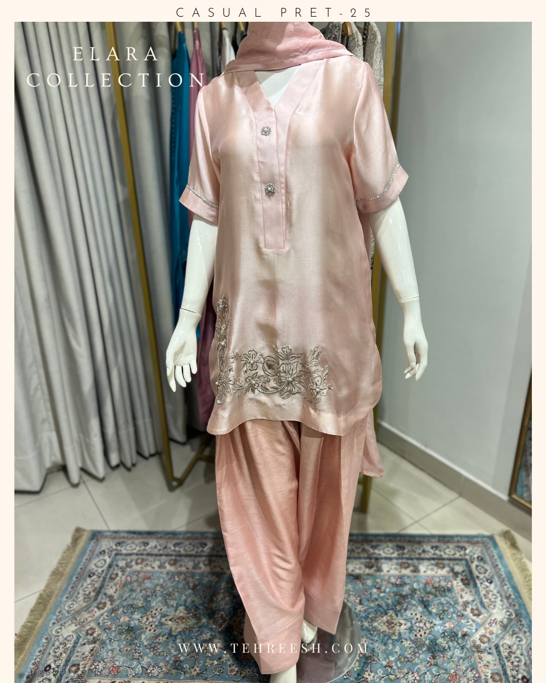 CP30-25 ROSE BLUSH-TISSUE SILK SHIRT WITH PANTS