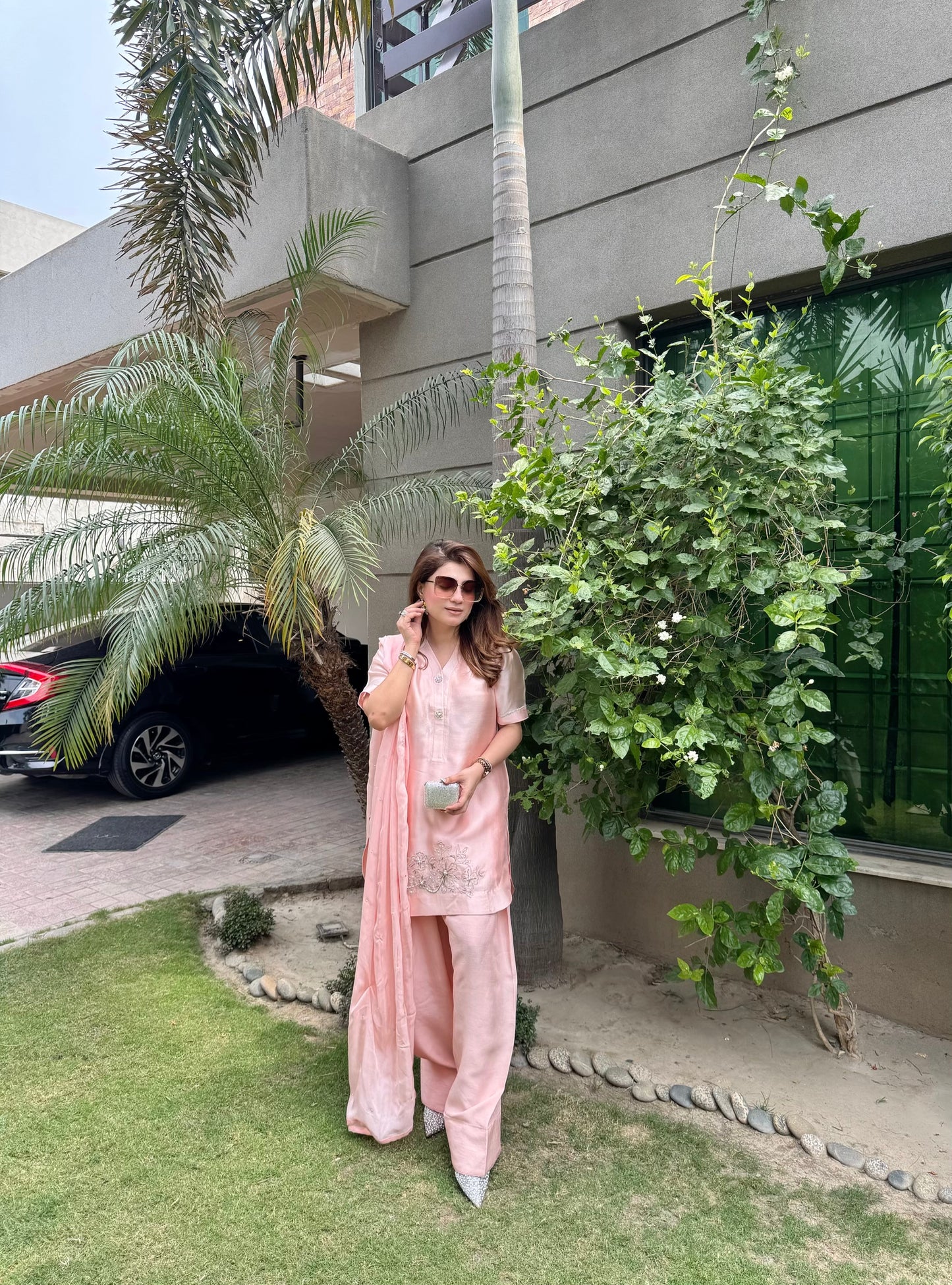 CP30-25 ROSE BLUSH-TISSUE SILK SHIRT WITH PANTS