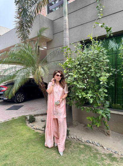 CP30-25 ROSE BLUSH-TISSUE SILK SHIRT WITH PANTS