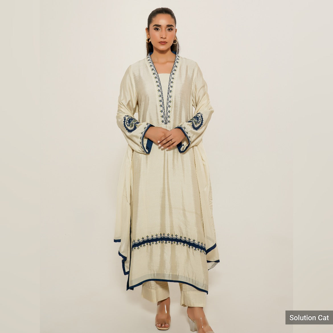 CP14-25 INDIGO- KHADDI SILK SHIRT WITH PANTS