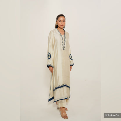 CP14-25 INDIGO- KHADDI SILK SHIRT WITH PANTS
