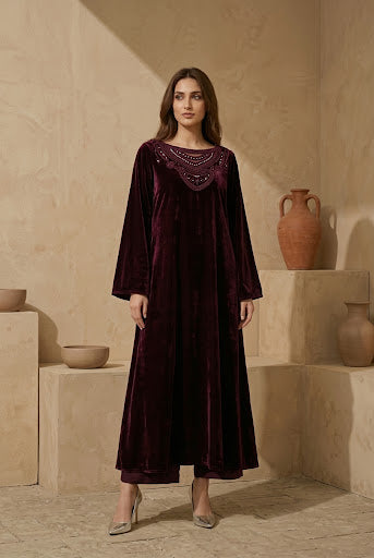 TS25-LP10 PLUM VELVET SHIRT & PANTS