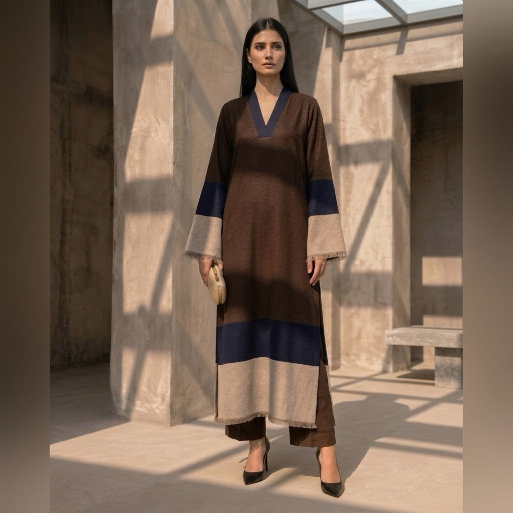 TS26-W90 COLOR BLOCK PASHMINA SHIRT