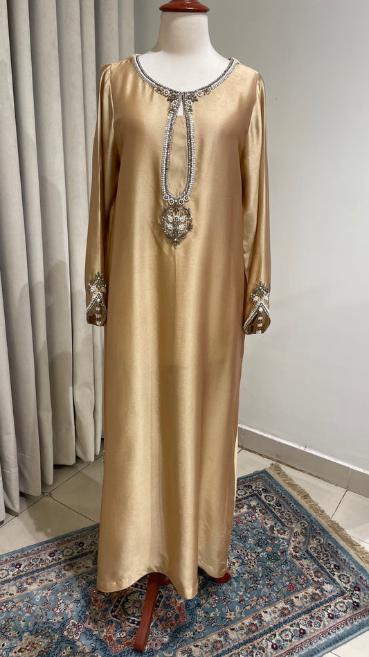 LP14-25 – Gold Tissue Silk Kaftan