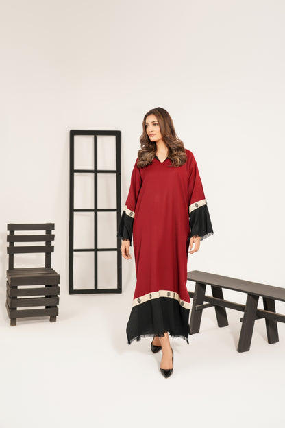 TS25-W71 PASHMINA COLOUR BLOCK KAFTAN