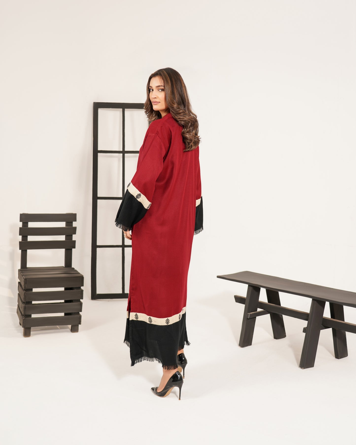 TS25-W71 PASHMINA COLOUR BLOCK KAFTAN