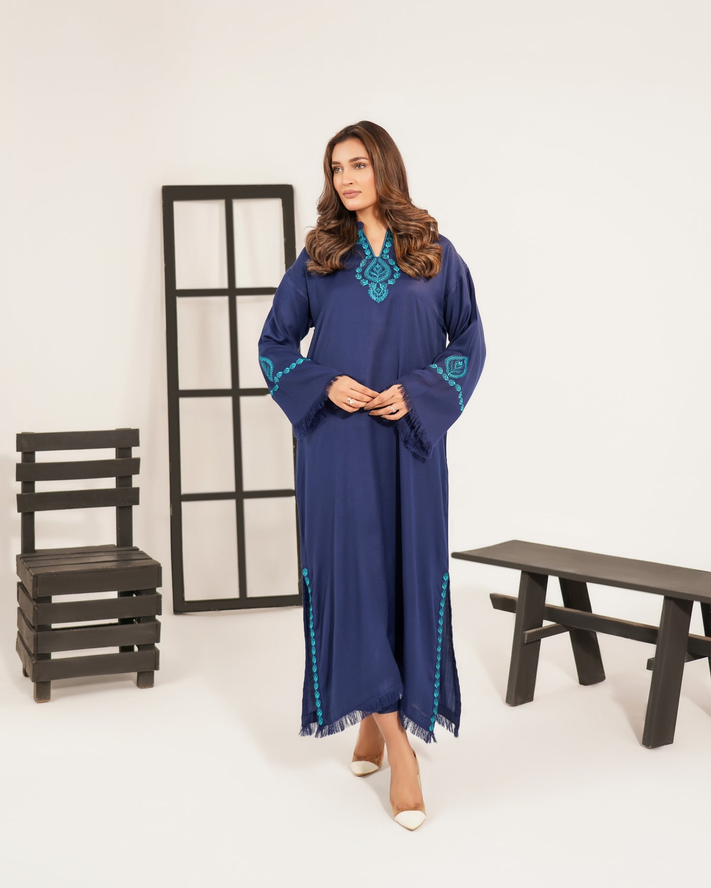 TS25-W78 PASHMINA EMBROIDERED KAFTAN