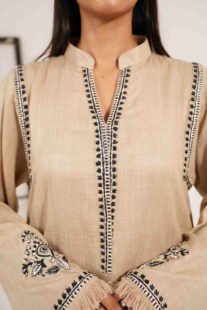 TS25-W69 PASHMINA EMBROIDERED SHIRT