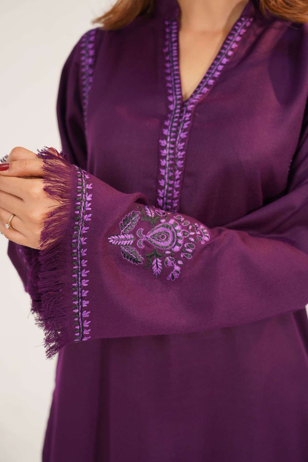 TS25-W70 PASHMINA EMBROIDERED SHIRT