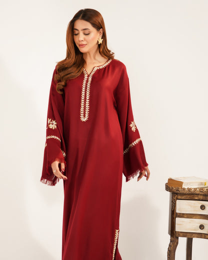 TS25-W84 PASHMINA TILA EMBROIDERED KAFTAN