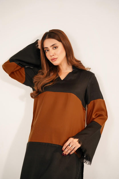 TS25-W44 PASHMINA COLOUR BLOCK SHIRT