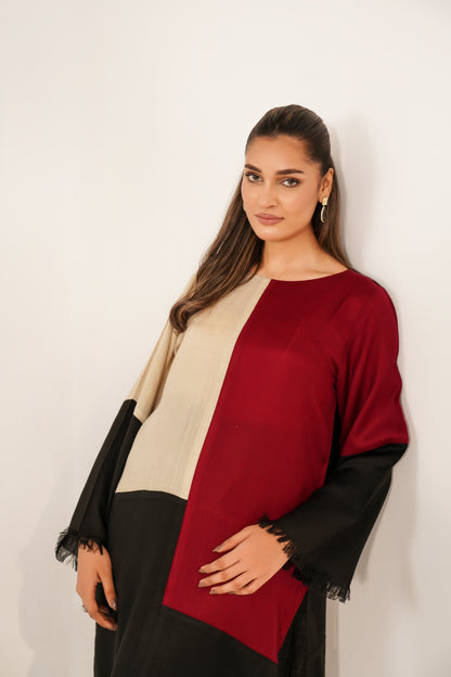 TS25-W42 PASHMINA COLOUR BLOCK SHIRT