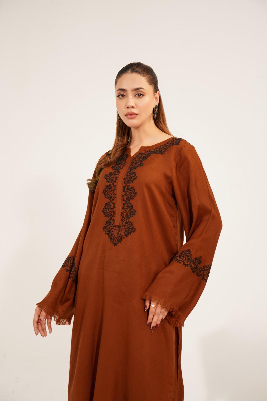 TS25-W65 PASHMINA ANCHOR EMBROIDERED SHIRT