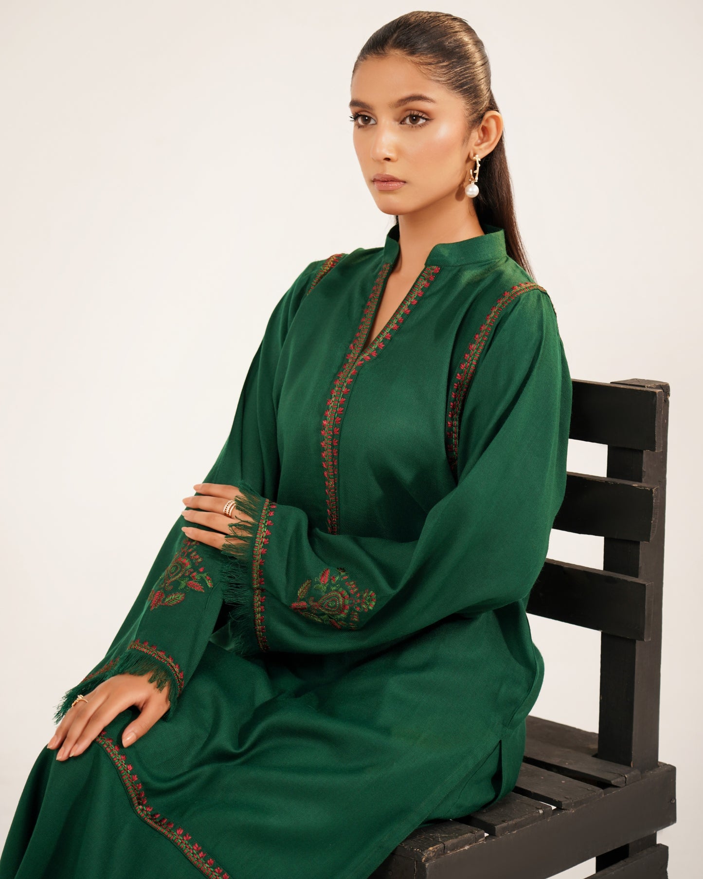 TS25-W66 PASHMINA EMBROIDERED SHIRT