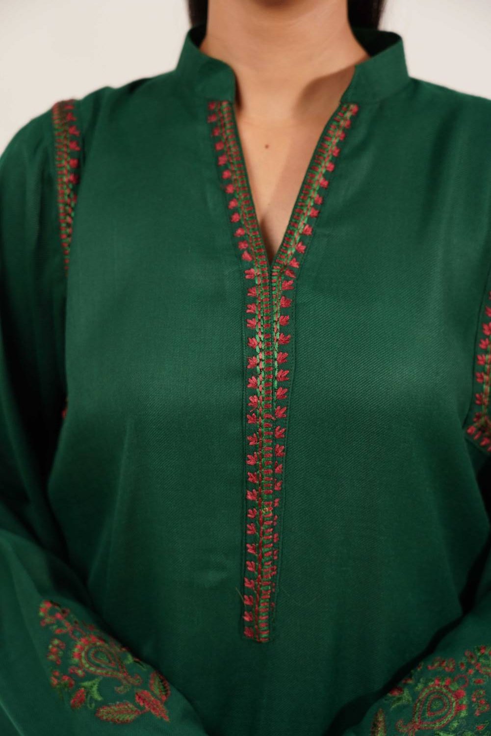 TS25-W66 PASHMINA EMBROIDERED SHIRT