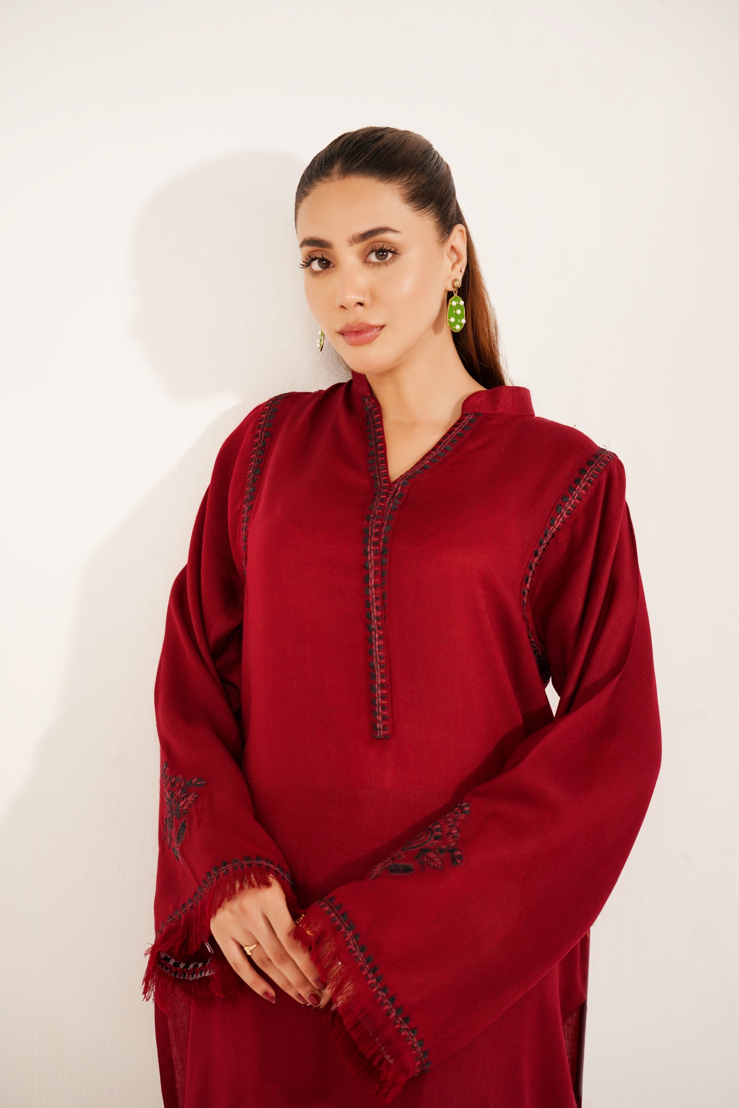 TS25-W68 PASHMINA EMBROIDERED SHIRT