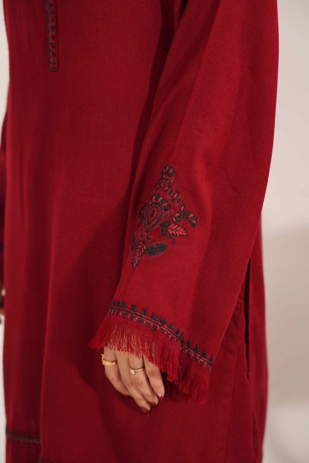 TS25-W68 PASHMINA EMBROIDERED SHIRT