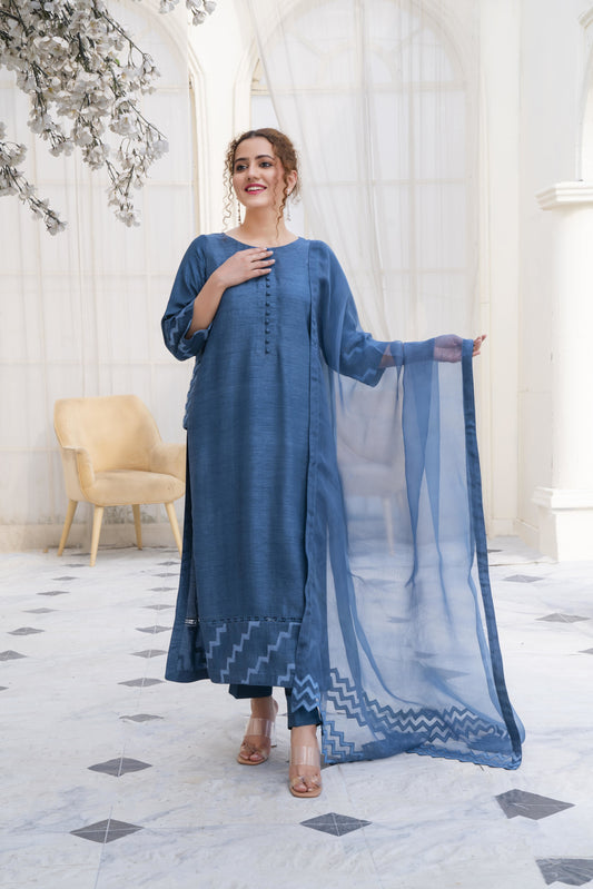 TSL23-101 Fia Blue Dupatta