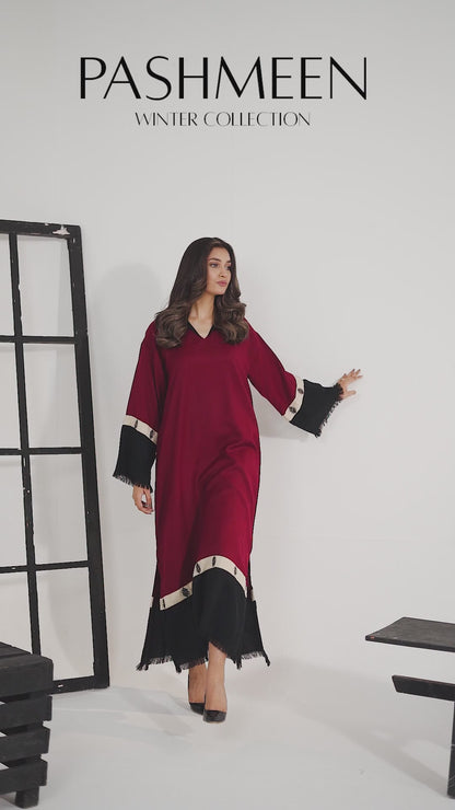 TS25-W71 PASHMINA COLOUR BLOCK KAFTAN