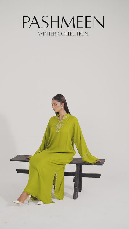 TS25-W80 PASHMINA EMBROIDERED KAFTAN